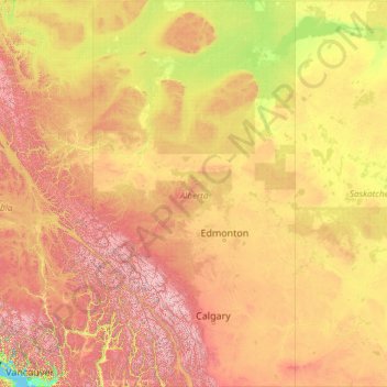 Alberta topographic map, elevation, terrain