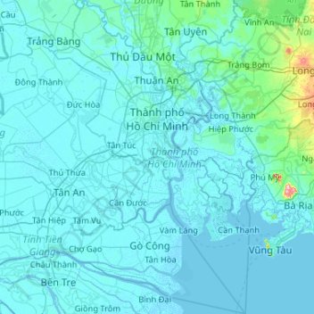 Ho Chi Minh City topographic map, elevation, terrain
