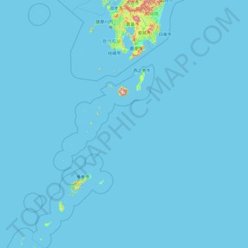 Kyushu Region topographic map, elevation, terrain