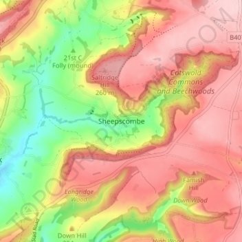 Sheepscombe topographic map, elevation, terrain