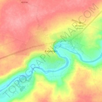 Kabompo topographic map, elevation, terrain