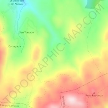 Piorneira topographic map, elevation, terrain