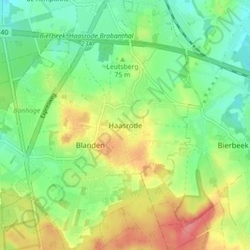 Haasrode topographic map, elevation, terrain