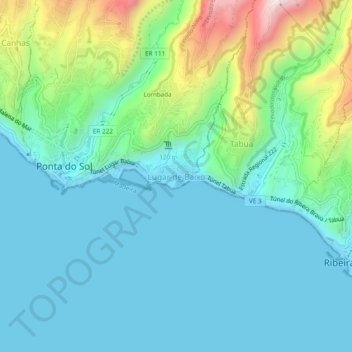 Lugar de Baixo topographic map, elevation, terrain