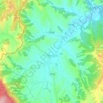 Tabacco topographic map, elevation, terrain