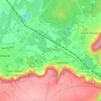 Le Moulin Rouge topographic map, elevation, terrain