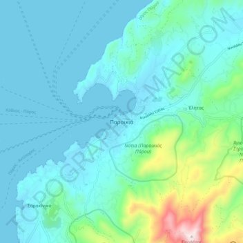 Parikia topographic map, elevation, terrain