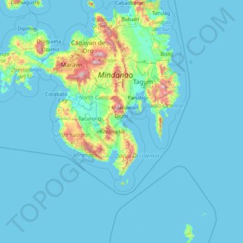 Davao del Sur topographic map, elevation, terrain