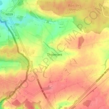 Thirimont topographic map, elevation, terrain