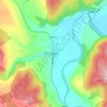 Rothes topographic map, elevation, terrain