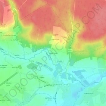 La Ferrière topographic map, elevation, terrain