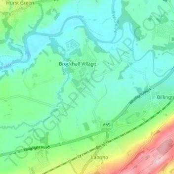 Old Langho topographic map, elevation, terrain