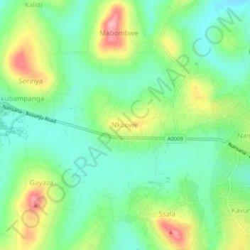 Nkoowe topographic map, elevation, terrain