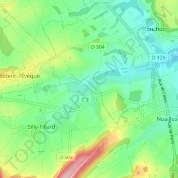 Tillard topographic map, elevation, terrain