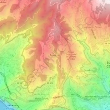 Fontainhas topographic map, elevation, terrain