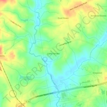 Cedar Terrace topographic map, elevation, terrain