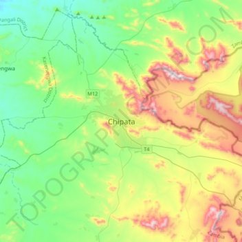 Chipata topographic map, elevation, terrain