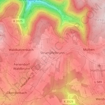 Strümpfelbrunn topographic map, elevation, terrain