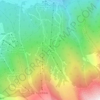 Pla du Cambre d'Aze topographic map, elevation, terrain