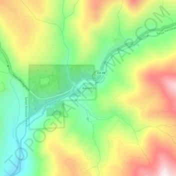 Bassetts topographic map, elevation, terrain