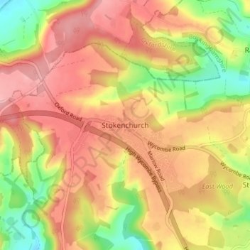 Stokenchurch topographic map, elevation, terrain