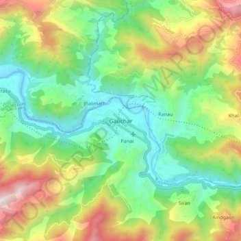 Gauchar topographic map, elevation, terrain