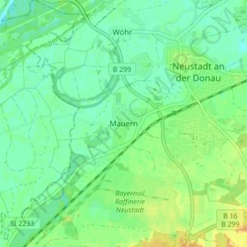 Mauern topographic map, elevation, terrain