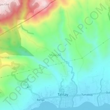 Miranda topographic map, elevation, terrain