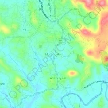 Muttippalam topographic map, elevation, terrain