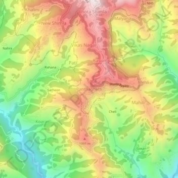 Panthaghatti topographic map, elevation, terrain