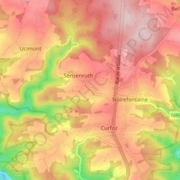 Briahan topographic map, elevation, terrain