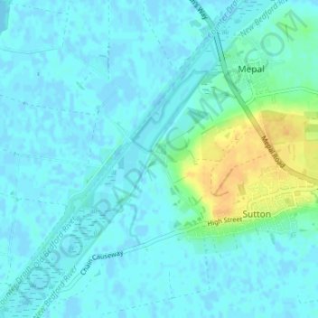 Sutton Gault topographic map, elevation, terrain