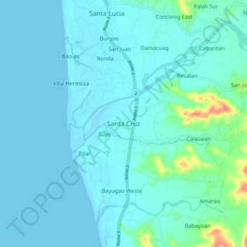 Santa Cruz topographic map, elevation, terrain