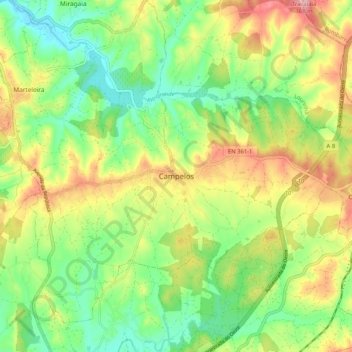 Campelos topographic map, elevation, terrain