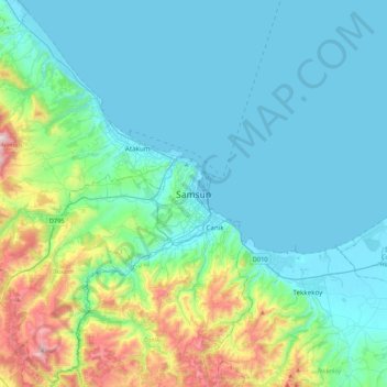 Samsun topographic map, elevation, terrain