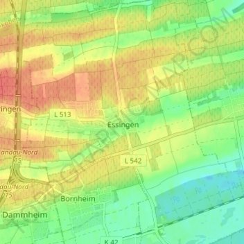 Essingen topographic map, elevation, terrain