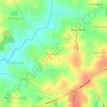 Kadabageri topographic map, elevation, terrain