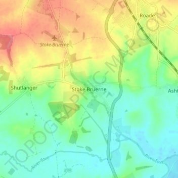 Stoke Bruerne topographic map, elevation, terrain