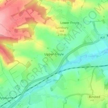 Upper Froyle topographic map, elevation, terrain
