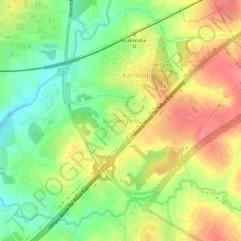Kuchingoro topographic map, elevation, terrain
