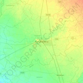 Kurukshetra topographic map, elevation, terrain