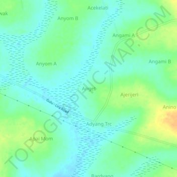 Anget topographic map, elevation, terrain