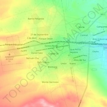 Cutral Co topographic map, elevation, terrain