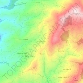 Figueiredo topographic map, elevation, terrain