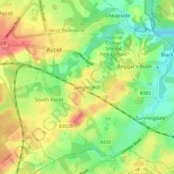 Sunninghill topographic map, elevation, terrain