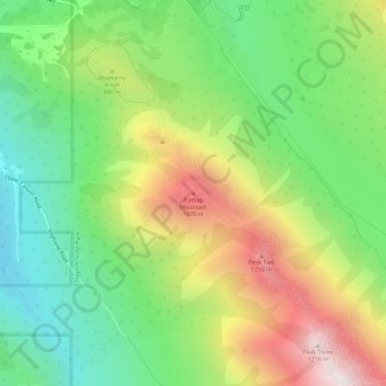 Flattop Mountain topographic map, elevation, terrain