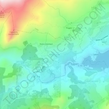 Albertacce topographic map, elevation, terrain