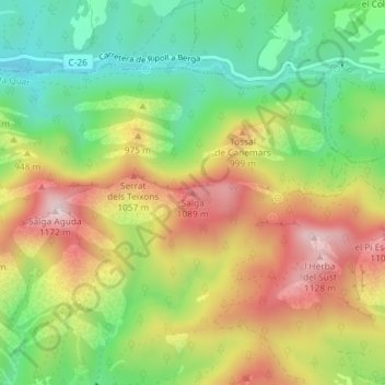 Salga topographic map, elevation, terrain