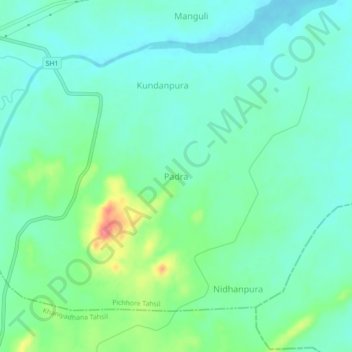 Padra topographic map, elevation, terrain