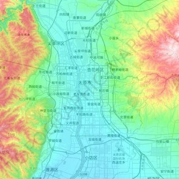 Taiyuán topographic map, elevation, terrain